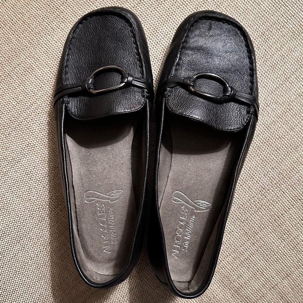 Aerosoles Dubious Leather Ring Strap Detail StitchNTurn Loafers Flats Slip On